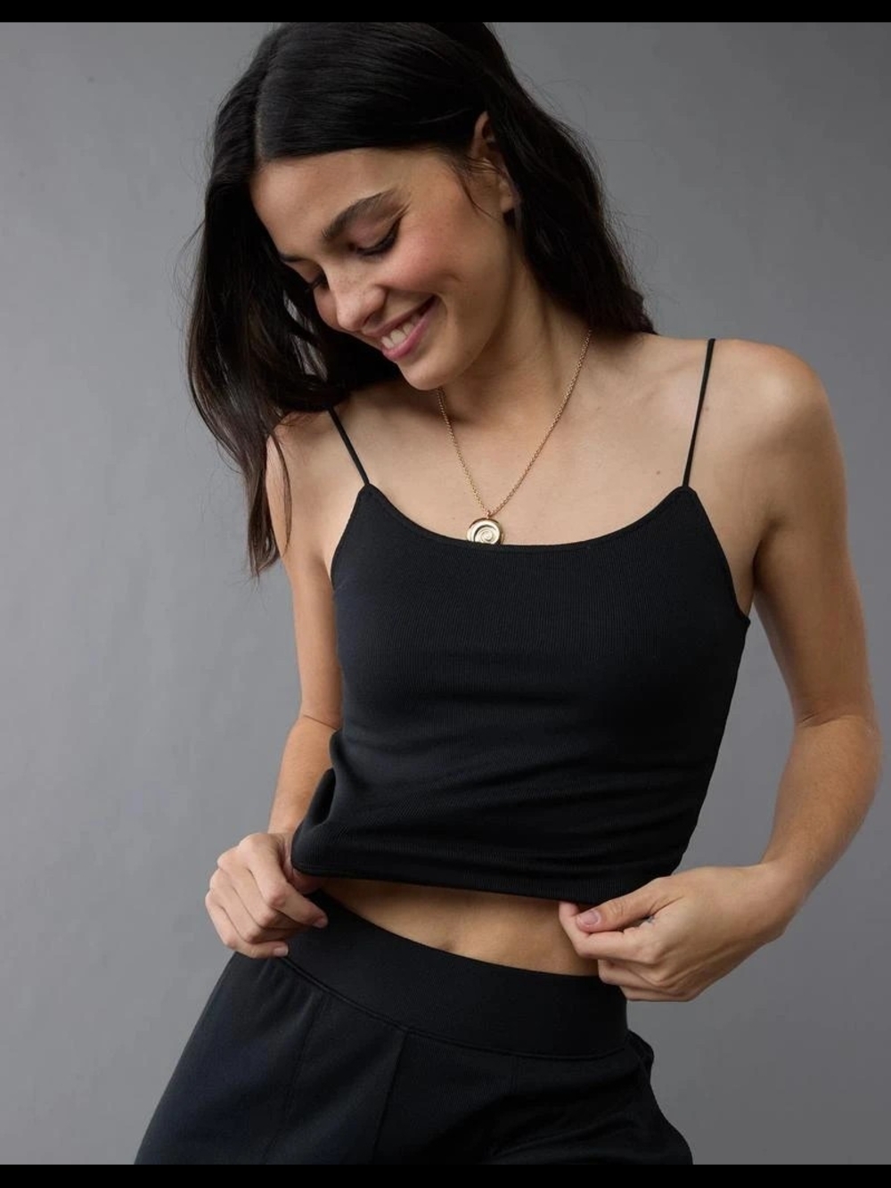AE - Like New Black Ribbed Lounge Tank - M